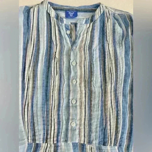 PINE CONE HILL Fine Linen Tunic Dress Pintuck Mandarin Collar Womens size Small - Picture 3 of 6